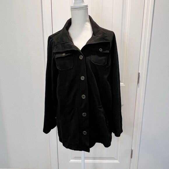 NEU Look Women's Jacket Long Sleeve Pockets Size 1X Black Collared - Picture 2 of 12